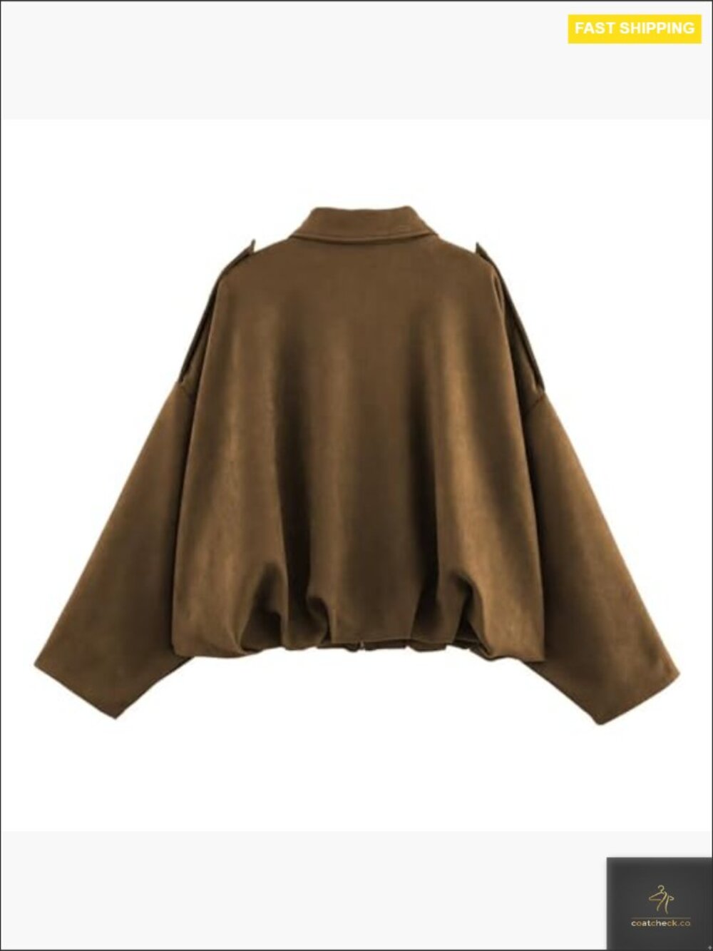 Faux Suede Bomber Jacket Oversized Batwing Zip Up Motorcycle Streetwear - Picture 4 of 5